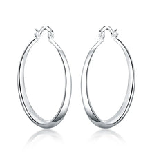 925 Sterling Silver 40mm Round Smooth Big Circle Hoop Earrings For Woman Fashion Party Wedding Jewelry