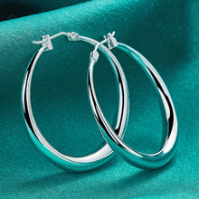 925 Sterling Silver 40mm Round Smooth Big Circle Hoop Earrings For Woman Fashion Party Wedding Jewelry