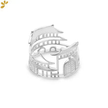 925 Sterling Silver Hollow Out Chinese Architecture Ring For Women Original Design Beijing Classic House Rings 2023 New