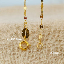 Real 18K Gold Tile Necklace Pure AU750 Simple Fashion Pendant Necklace Fine Jewelry Gifts for Women