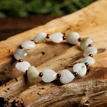 Natural Jade Lovely Women's Bracelet Heart-Shaped Bracelet Woven Jade Beads Bracelet