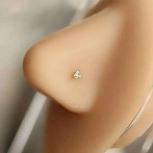 14K Yellow Gold L Shape Stud, Nose, Heart, Star, Round Zircon, Piercing Jewelry for Women, Men, kj465