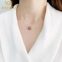 New Fashion Genuine Natural Purple Pearl Pendant Necklace 925 Sterling Silver for Women Jewelry Girl Gift