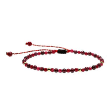 Natural Stone Garnet Beads Bracelet Thin Multi-Faceted Handmade Weave Red String Bangles Bracelets For Women Adjustable Bileklik