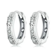 925 Sterling Silver Vintage Pattern Earrings Oxidized Ear Hoop Original for Women Daily Party Jewelry Wear Birthday Gift