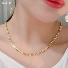 Genuine 18K Gold Mens Necklace Real Gold Link Flat Jewelry 2023 Trend Luxury Cuban Neck Chains Golden Choker for Women