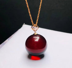 18K Real Gold Baltic Natural Blood Amber with Certificated Natural Bead Pendant With Silver Chain AU750 Rare Timeless Luxury Jewelry