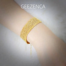 Italy design Luxury 925 Silver with 18K Gold Mesh Chain Woven Flat Bracelet Women Sparkling Dainty Wide Bracelets Love Gift For Her