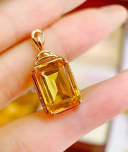 18K Solid Gold Inlaid 6.85ct Natural Citrine & Genuine Diamond Pendant High End Gemstone Prosperity Treasure Real Gold Jewelry