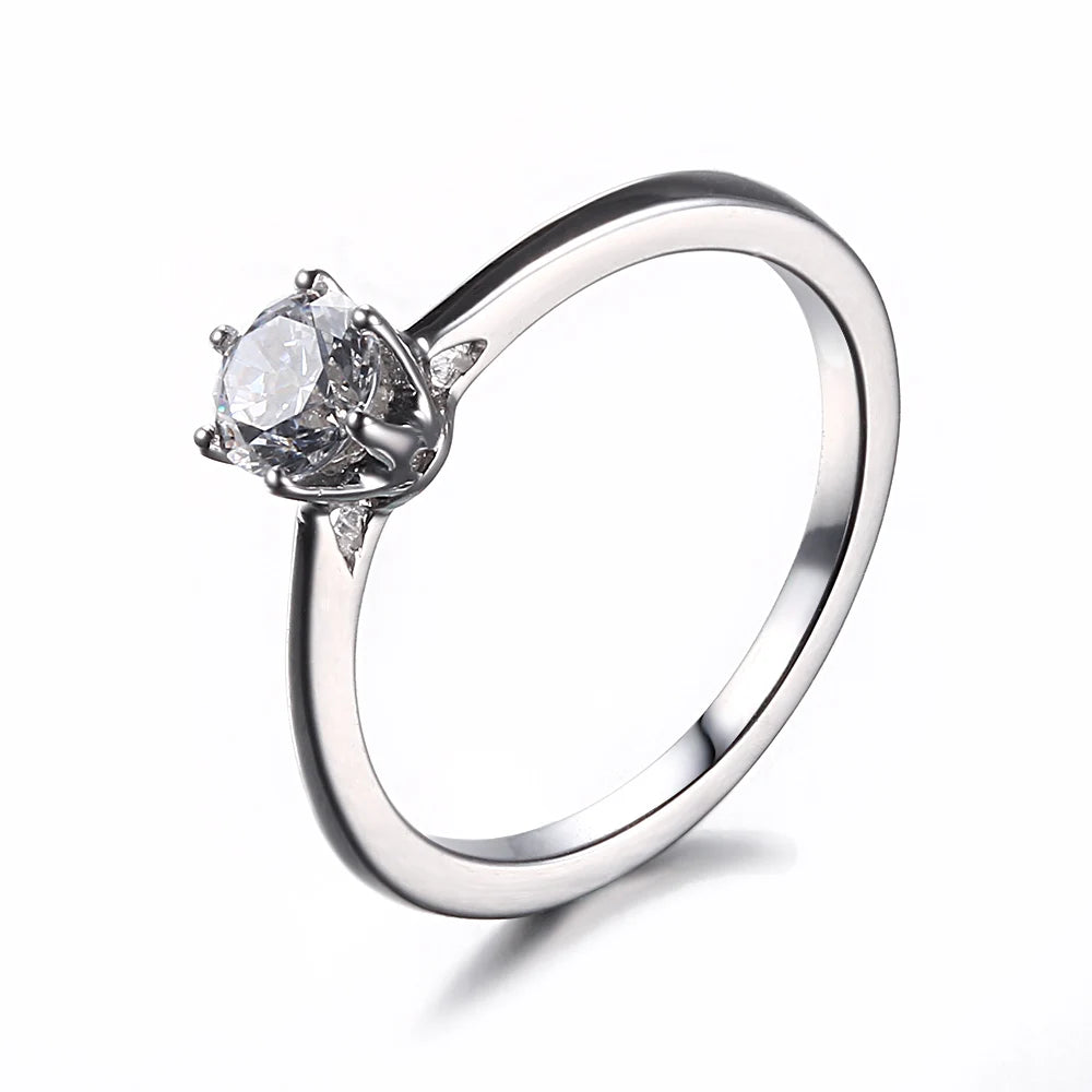14K White Gold Ring for Women D VVS Moissanite Solitaire Engagement Ring For Luxury Jewelry for Anniversary