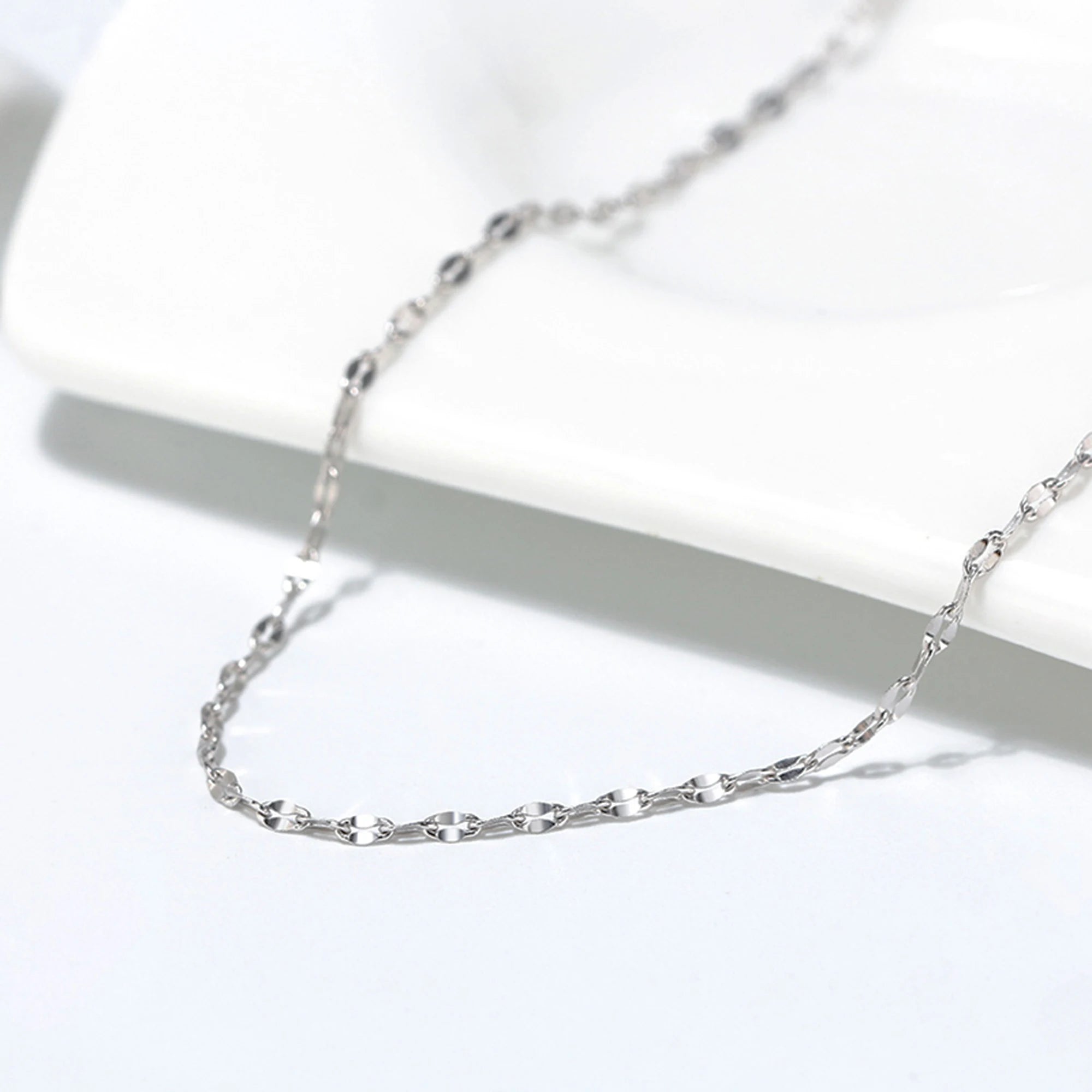 Effie Queen 100% 925 Sterling Silver Twist Flake Chain Necklace  for Women Fashion Basic Link Chain Necklace Dainty Jewelry SC26