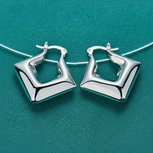 925 Sterling Silver Star Square Smooth Circle Hoop Earring For Woman Party Gift Fashion Charm Wedding Engagement Jewelry