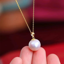 18K Yellow Gold Necklace Pendant Round Natural Freshwater Pearl Pure AU750 Fine Jewelry for Women PE016