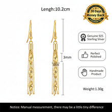925 Sterling Silver with 14K Gold Plated 3mm Phoenix Long Chain Earring for Women Drop Earrings Anniversary Jewelry Gifts SE399