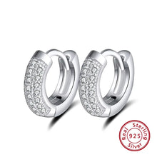 Solid 925 Sterling Silver Hoop Earrings For Women Small Circle  Silver Color Trendy Female Wedding Jewelry SE103