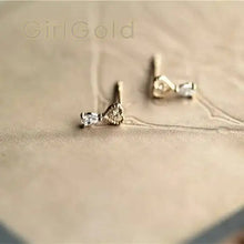 14K Solid Gold Dainty Heart Jewelry, Minimal Simple Style Gift Stud Earrings, kj147