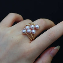 Handmade Purple Freshwater Pearl 14K Gold Plated Finger Ring Opening Design Ring for Women SR10