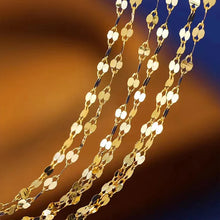 18K Gold Tile Chain Necklace Pure AU750 Versatile Necklace Simple Fashion Fine Jewelry Gift  for Women