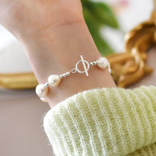 Natural Freshwater Baroque Pearl 925 Sterling Silver Love Bracelet for Girls Gift