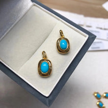 Hot selling and Highly Recommended PT900 Platinum 0.90 Carat Natural Turquoise Stud Earrings Light Luxury and Fashion Drop shipp