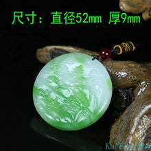 100% Authentic Hotan Jade Green and White Two-Color Landscape Round Pendant Necklace for Men and Women Jewelry Necklace