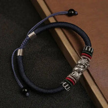 925 Sterling Silver Handmade Braided Rope Dragon Charm Bracelet For men With Adjustable Knots  Gift For Him