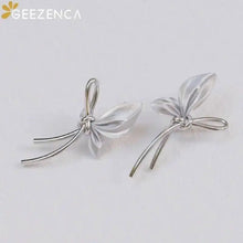 925 Sterling Silver Bow Stud Earrings For Women Designer Trendy Ribbon Bowknot Statement Earrings Luxury Jewelry Gift