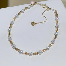 18k Gold Natural Freshwater Trendy Design 4-5mm Little Golden Pearl Bracelet Jewelry for Formal Occasion ST06