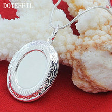 925 Sterling Silver Oval Round Photo Frame Pendant Necklace 18/20-28/30 Inch Snake Chain For Woman Man Wedding Jewelry