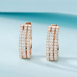 18K Gold White or Rose Gold Natural Diamond Earrings.