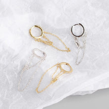 925 Sterling Silver Fashion Double Layer CZ Chain Tassels  Hoop Earrings