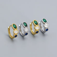 925 Sterling Silver Hoop Earrings Elegant Oval Contrast Color