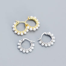 925 Sterling Silver Hoop Women Round Mini Shell Pearl Earrings