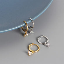 925 Sterling Silver Simple CZ Geometry Leverback Earrings