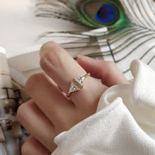 925 Sterling Silver Simple CZ Geometric Triangle Adjustable Ring