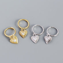 925 Sterling Silver Hoop  Women CZ Heart Love Earrings