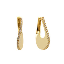 925 Sterling Silver Women Elegant CZ U Shape Hoop Earrings