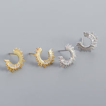 925 Sterling Silver Party Irregular C Shape CZ Sunshine Stud Earrings
