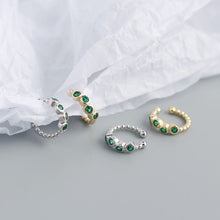 925 Sterling Silver Fashion Green CZ Non-Pierced Earrings