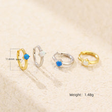 925 Sterling Silver Hoop Graduation Simple Round Natural Opal Earrings