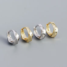 925 Sterling Silver Huggie Hoop Fashion Twisted Geometry Earrings