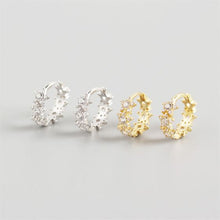 925 Sterling Silver Geometry CZ Stars Huggie Hoop Earrings