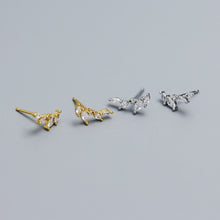 925 Sterling Silver Graduation CZ Olive Leaves Branch Stud Earrings