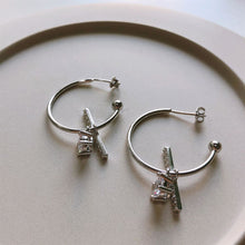 925 Strip Sterling Silver Holiday Round CZ Hoop Earrings