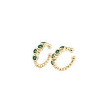 925 Sterling Silver Fashion Green CZ Non-Pierced Earrings