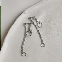 925 Sterling Silver Geometry Mini Circle Chain Dangling Earrings