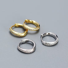 925 Sterling Silver Simple CZ Twisted Hoop Earrings