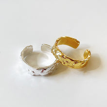 925 Sterling Silver Irregular Texture Adjustable Ring for Women in Silver and 18K Gold Elegant Fashion Jewelry Gift