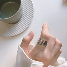 925 Sterling Silver Vintage Leaves Wide Adjustable Ring