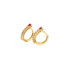 925 Sterling Silver Hoop Simple New Pink CZ Lines Circle Earrings